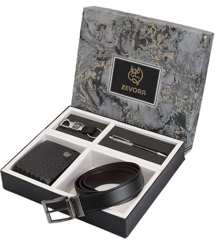 ZEVORA Men's Gift Set | 4-in-1 Combo with Stylish Wallet